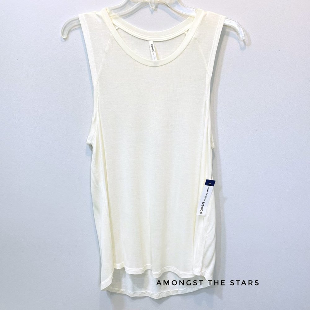Tresics Cream Deep Armholes Muscle Tunic Tank Top